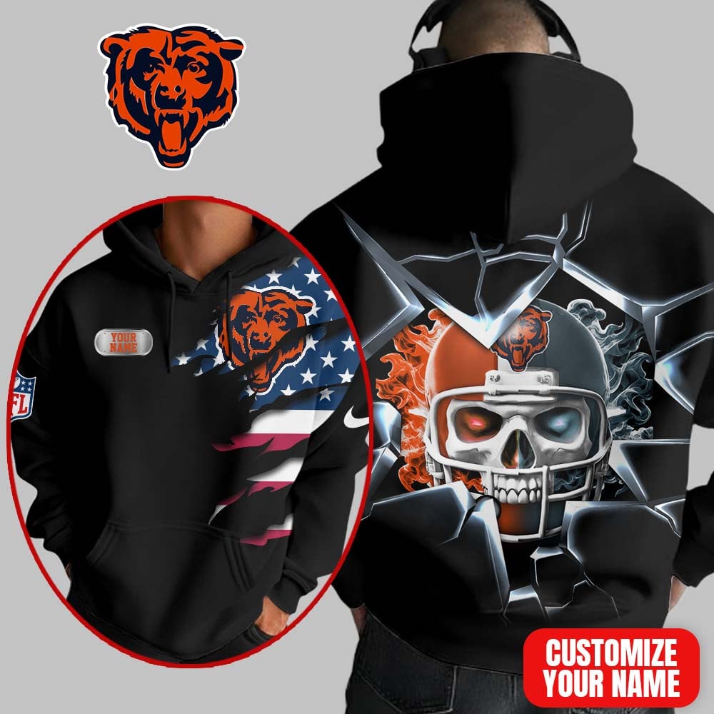 Chicago Bears | Premium NFL Customizable Skull Hoodie MM