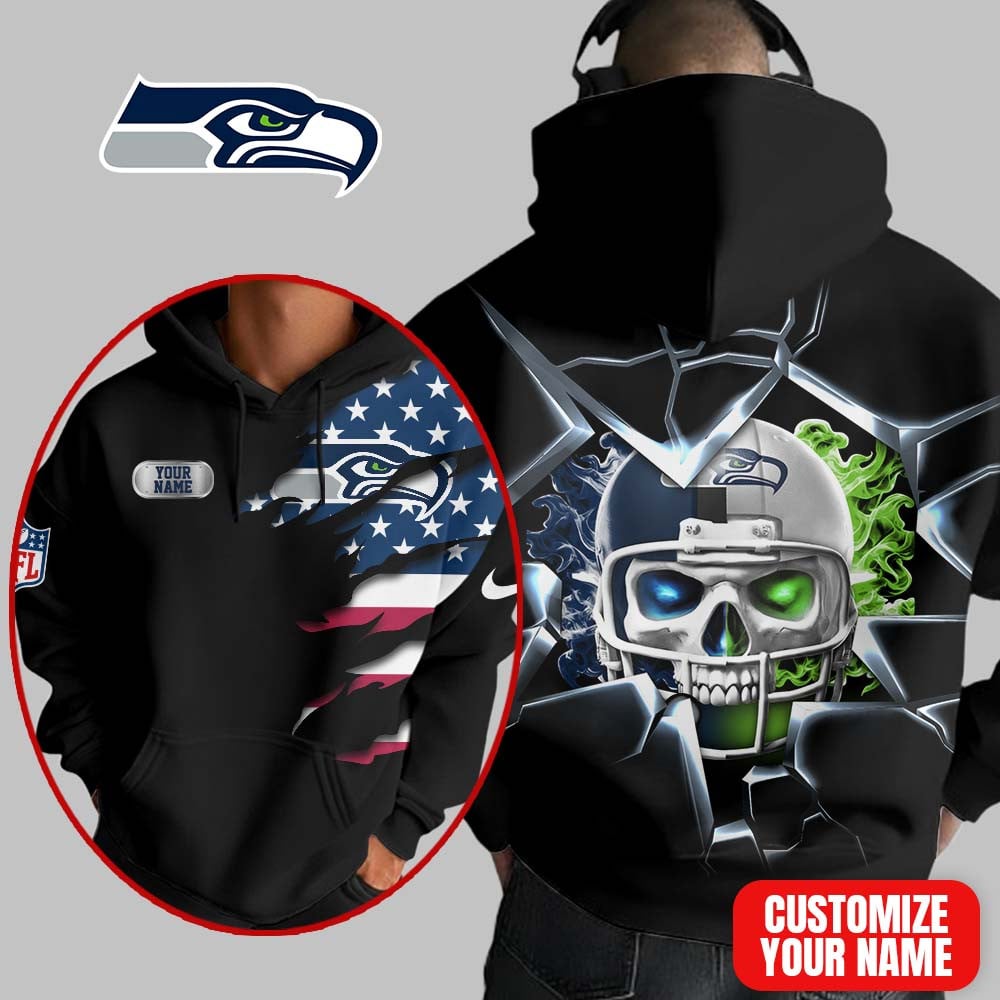 Seattle Seahawks | Premium NFL Customizable Skull Hoodie MM