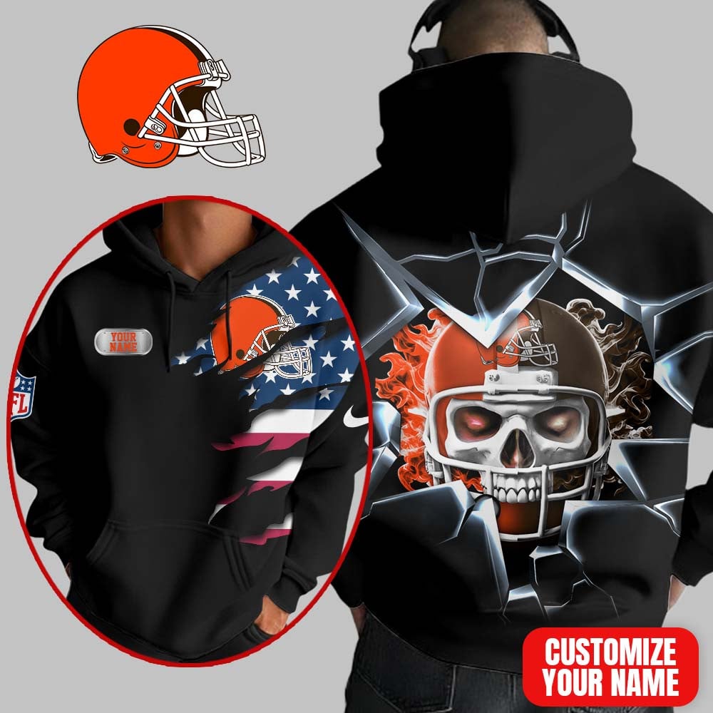 Cleveland Browns | Premium NFL Customizable Skull Hoodie MM