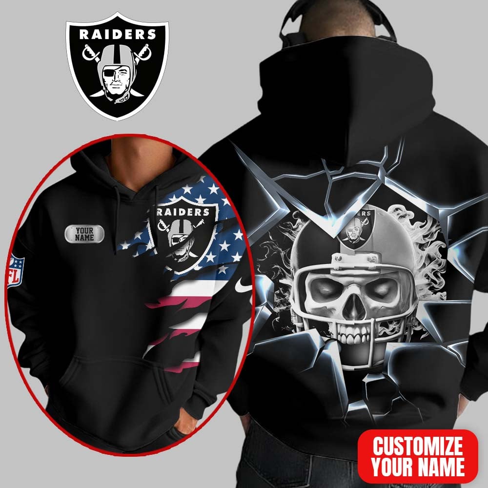 Las Vegas Raiders | Premium NFL Customizable Skull Hoodie MM