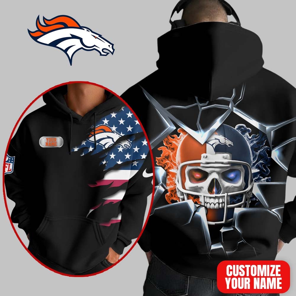 Denver Broncos | Premium NFL Customizable Skull Hoodie MM