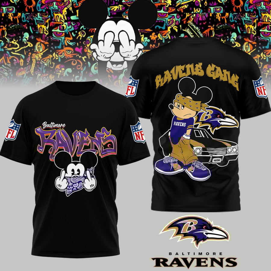 Baltimore Ravens | Premium NFL Gangsta Mickey 3D Shirt MM