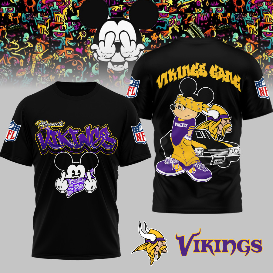 Minnesota Vikings | Premium NFL Gangsta Mickey 3D Shirt MM