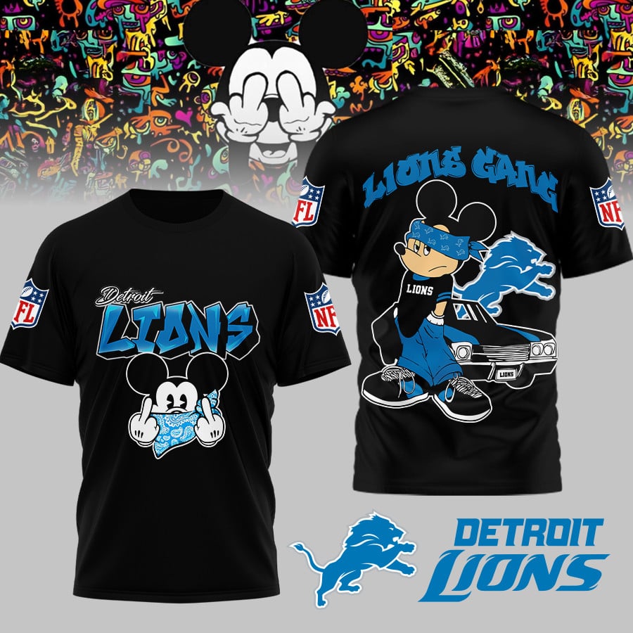 Detroit Lions | Premium NFL Gangsta Mickey 3D Shirt MM