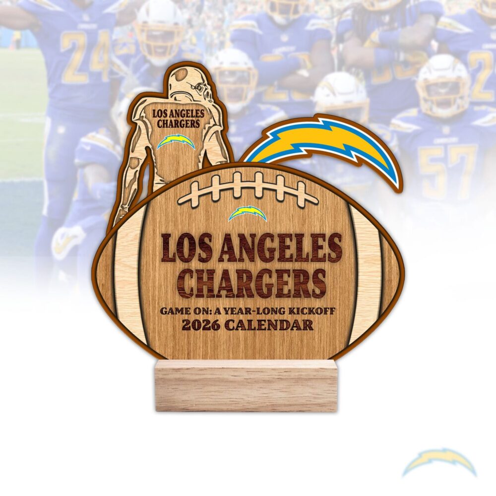 Los Angeles Chargers | Premium NFL Rugby Ball Shaped 2026 Calendar