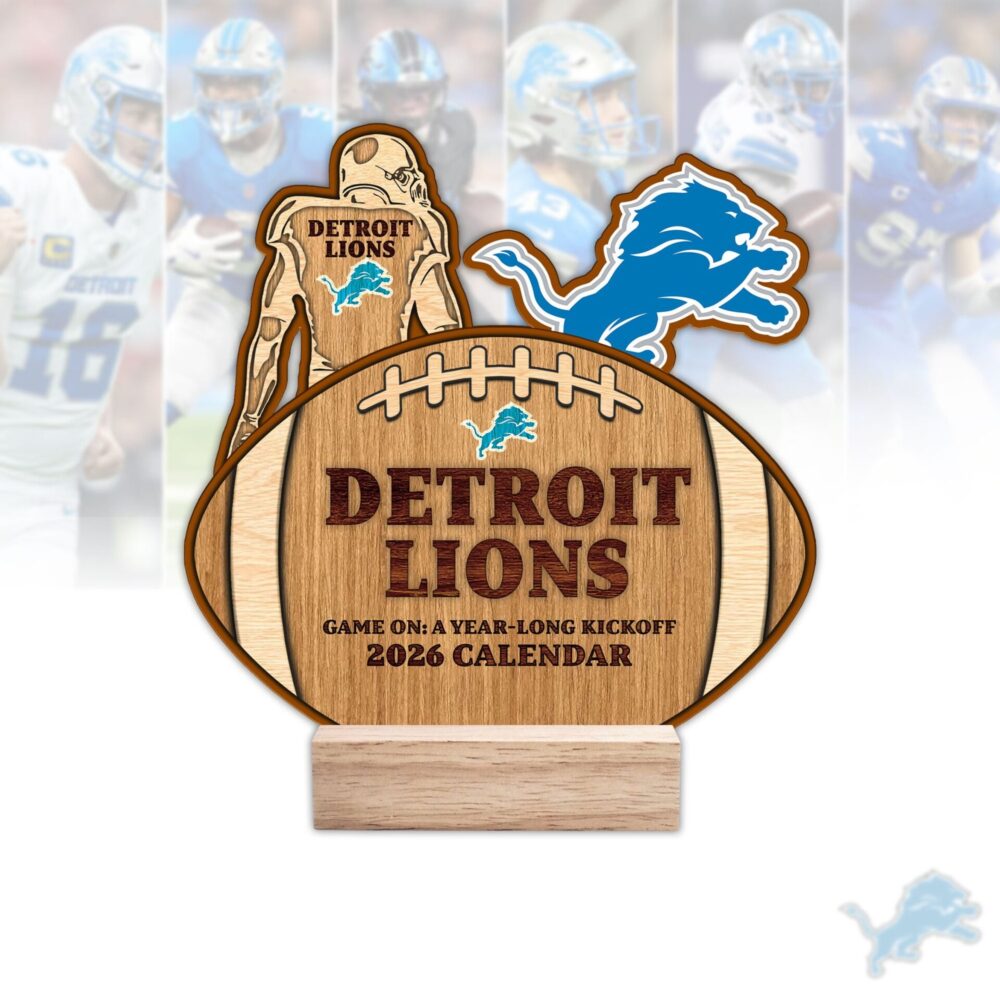 Detroit Lions | Premium NFL Rugby Ball Shaped 2026 Calendar