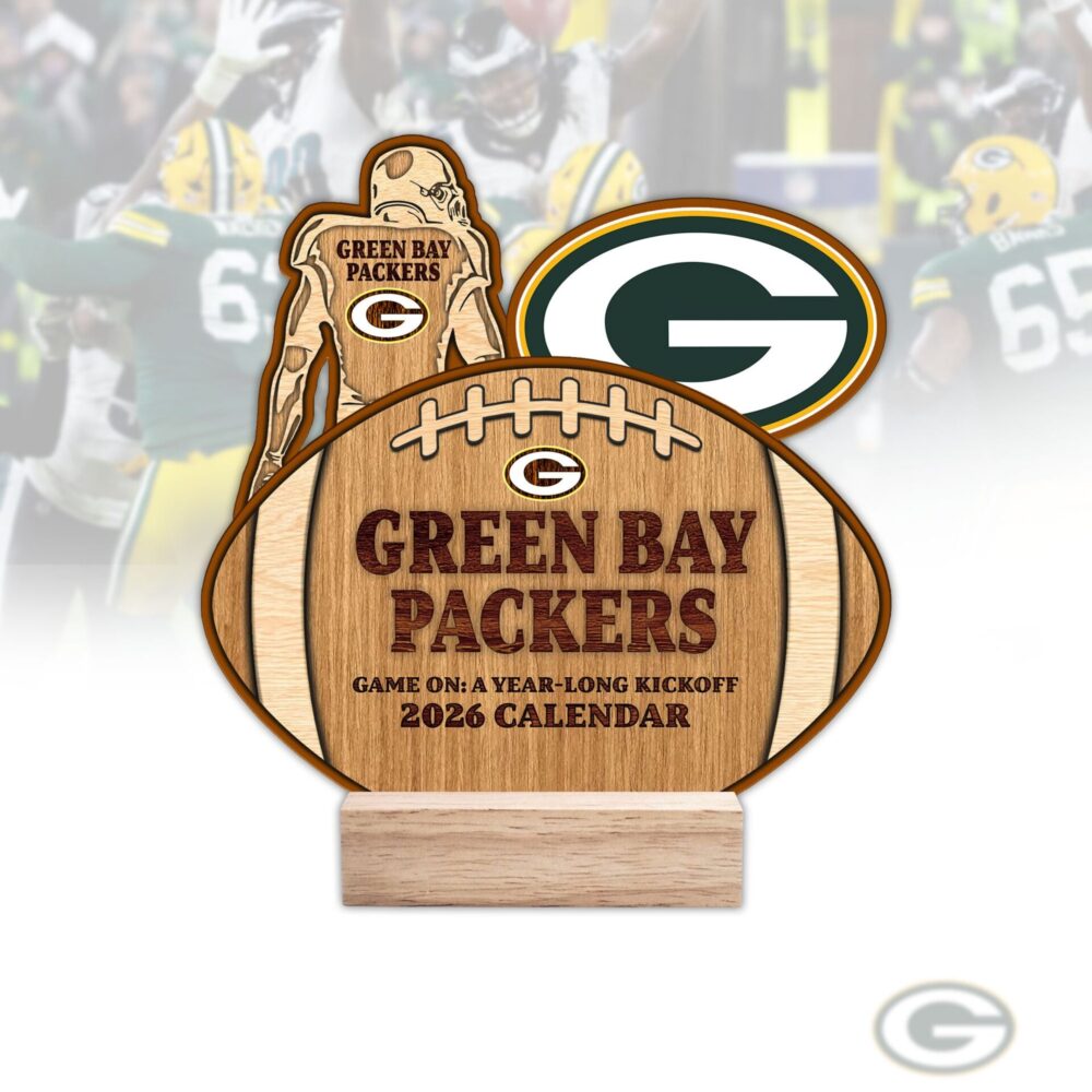 Green Bay Packers | Premium NFL Rugby Ball Shaped 2026 Calendar