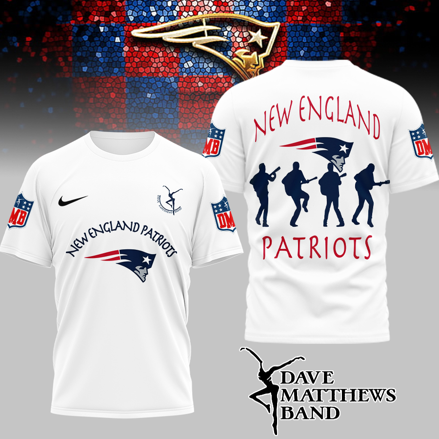 New England Patriots | Premium NFL and Dave Matthews Band 3D Shirt - White