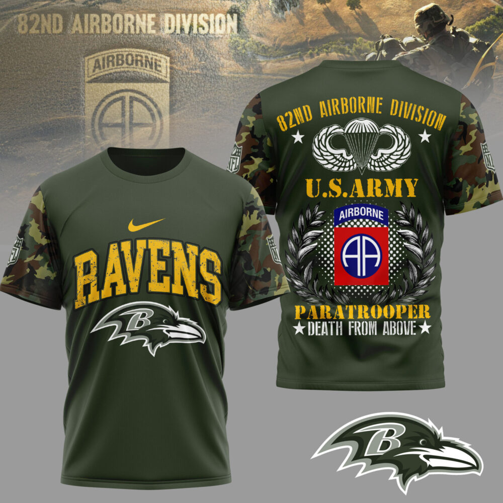 Baltimore Ravens | Premium NFL 82nd Airborne Division 3D Shirt TD