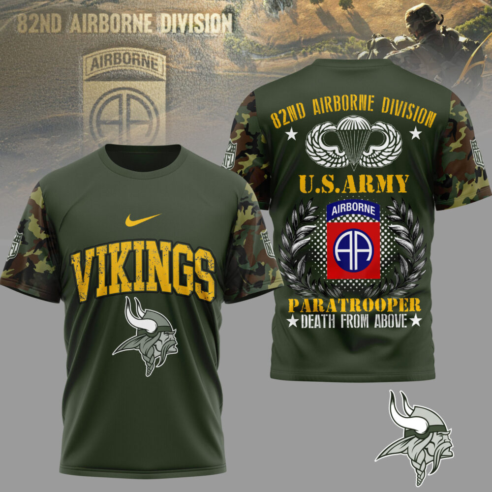 Minnesota Vikings | Premium NFL 82nd Airborne Division 3D Shirt TD