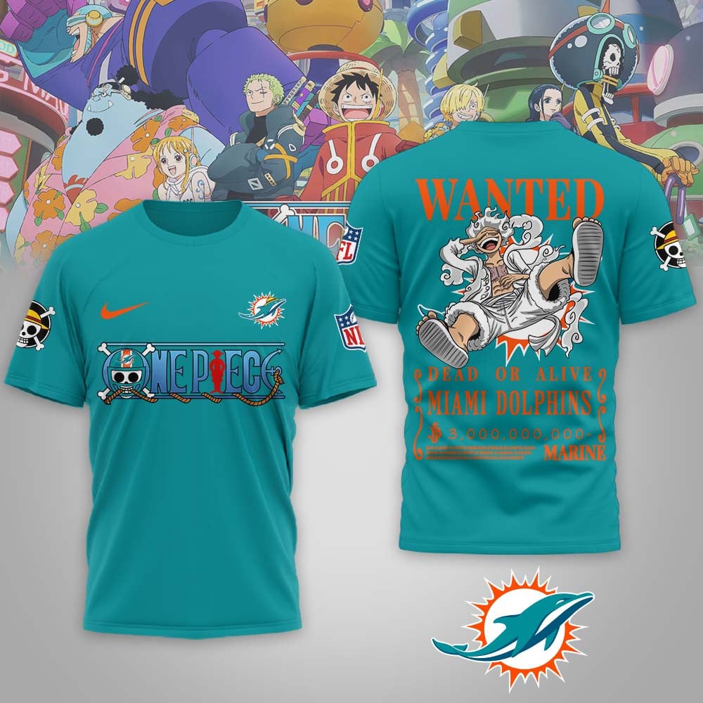 Miami Dolphins | Premium NFL Wanted Monkey D Luffy 3D Shirt