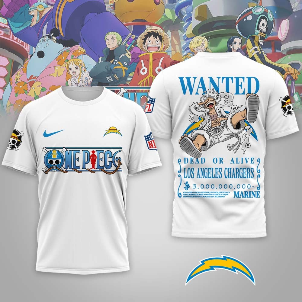 Los Angeles Chargers | Premium NFL Wanted Monkey D Luffy 3D Shirt
