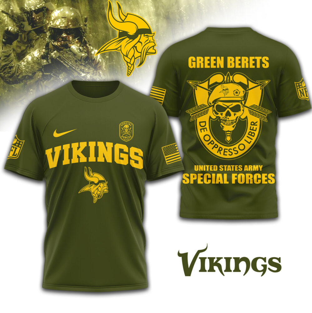 Minnesota Vikings | Premium NFL Green Berets 3D Shirt TD
