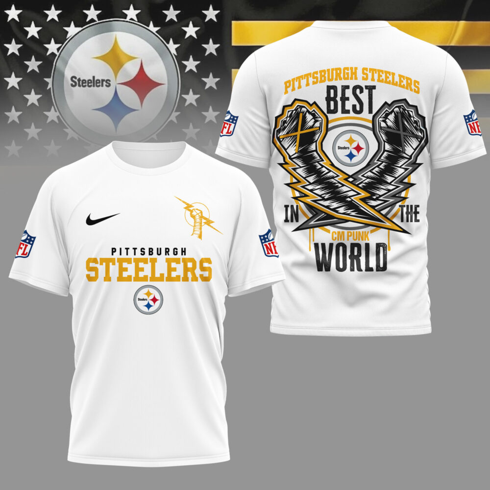 Pittsburgh Steelers | Premium NFL and CM Punk 3D Shirt - White