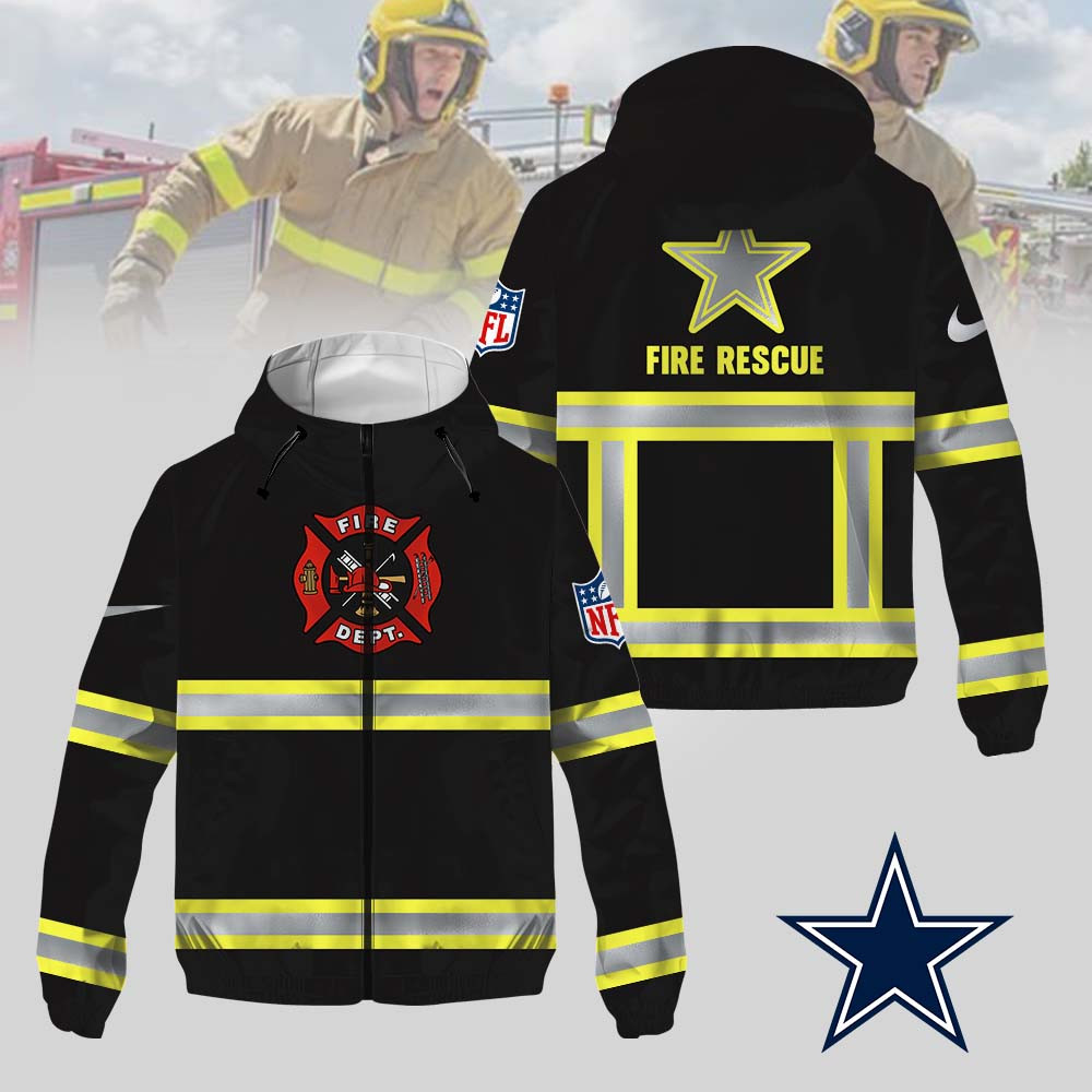 Dallas Cowboys | Premium NFL Hi-Vis Firefighter Windbreaker Jacket MM - Black, L