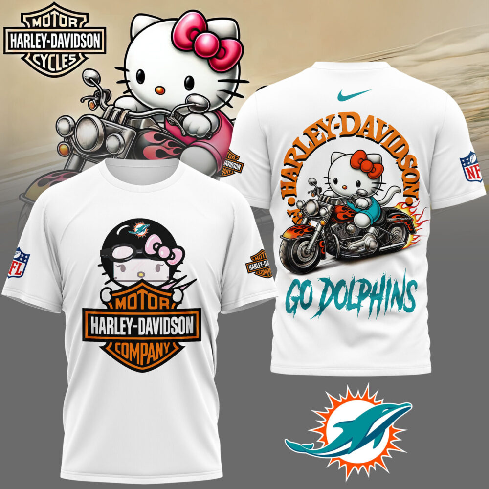 Miami Dolphins | Premium NFL Hello Kitty Harley Davidson 3D Shirt NY