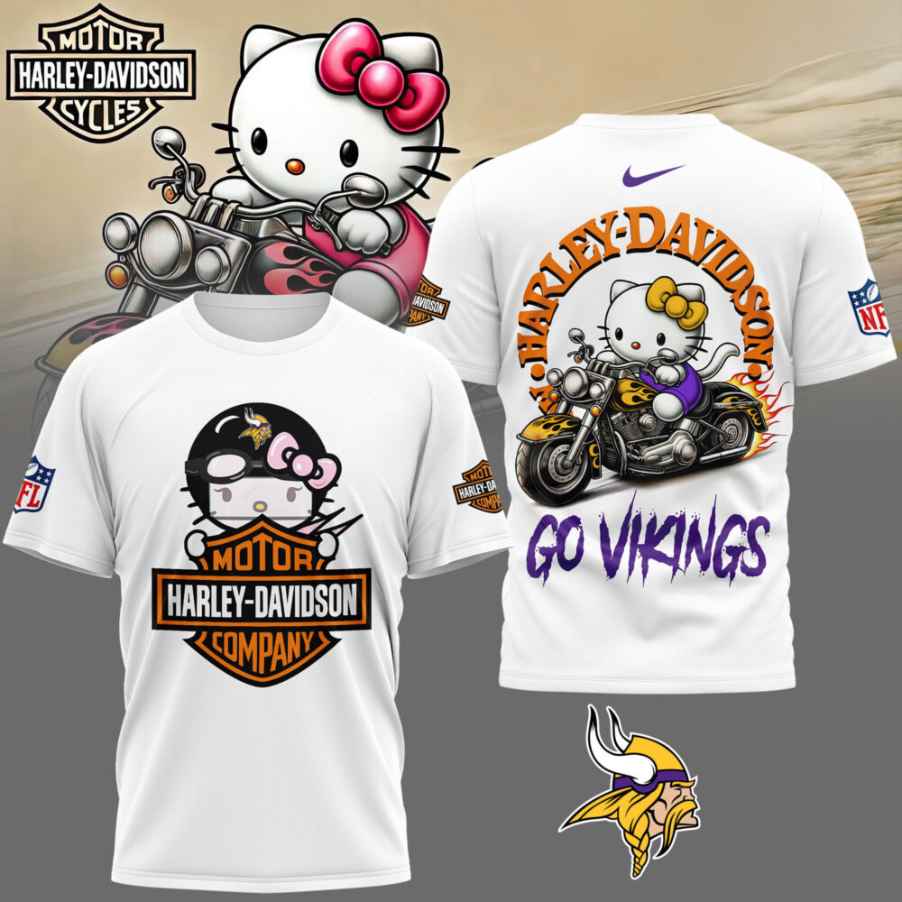Minnesota Vikings | Premium NFL Hello Kitty Harley Davidson 3D Shirt NY
