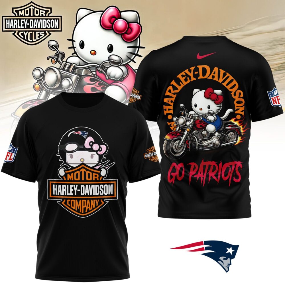 New England Patriots | Premium NFL Hello Kitty Harley Davidson 3D Shirt NY