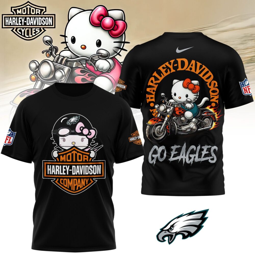 Philadelphia Eagles | Premium NFL Hello Kitty Harley Davidson 3D Shirt NY
