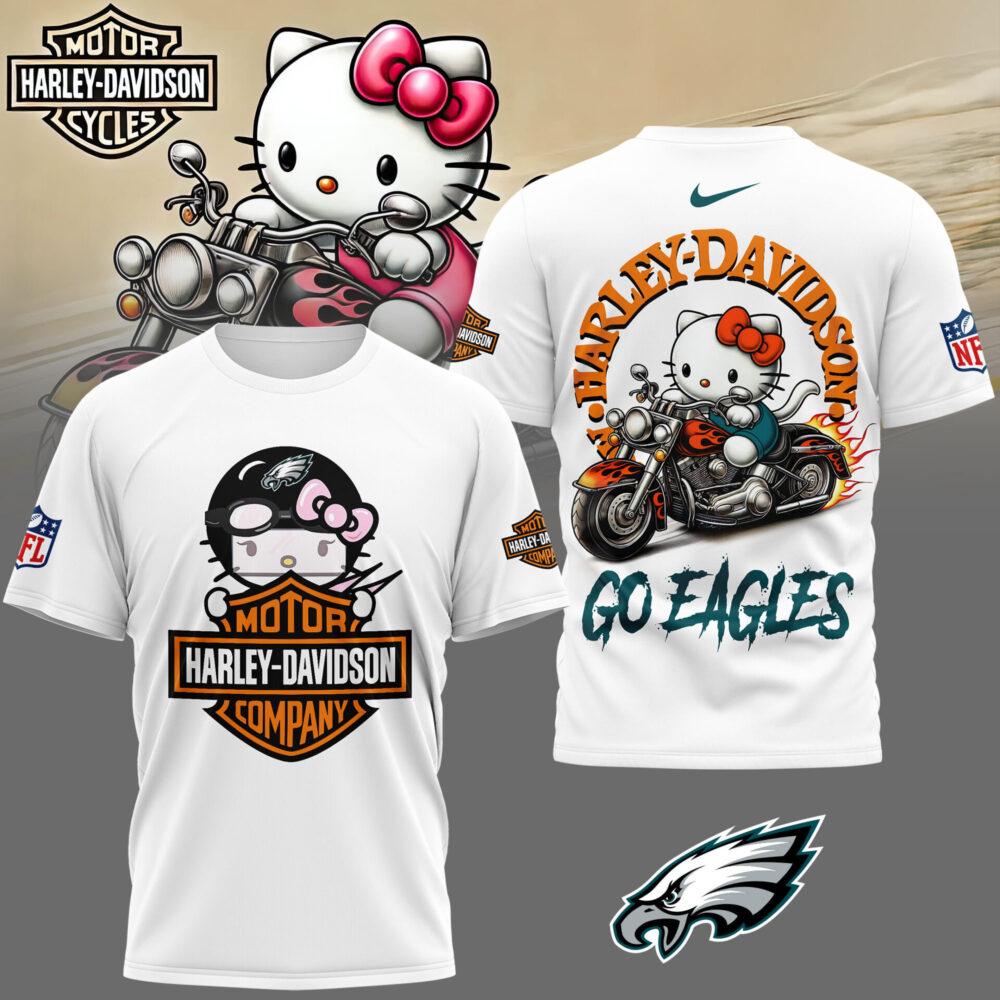 Philadelphia Eagles | Premium NFL Hello Kitty Harley Davidson 3D Shirt NY