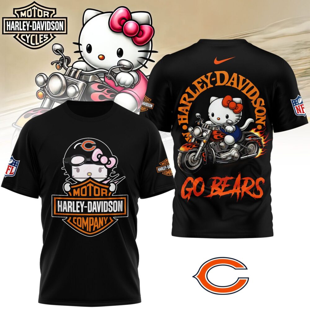 Chicago Bears | Premium NFL Hello Kitty Harley Davidson 3D Shirt NY