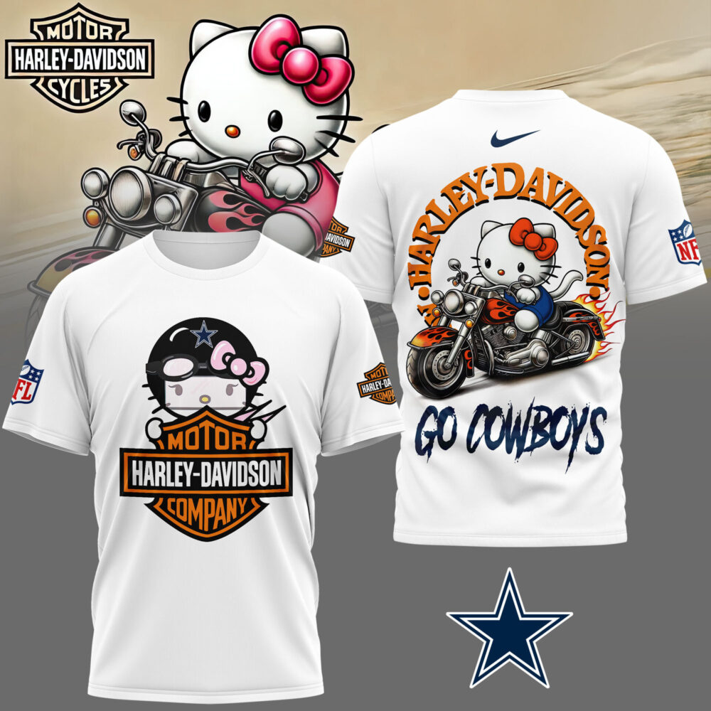 Dallas Cowboys | Premium NFL Hello Kitty Harley Davidson 3D Shirt NY