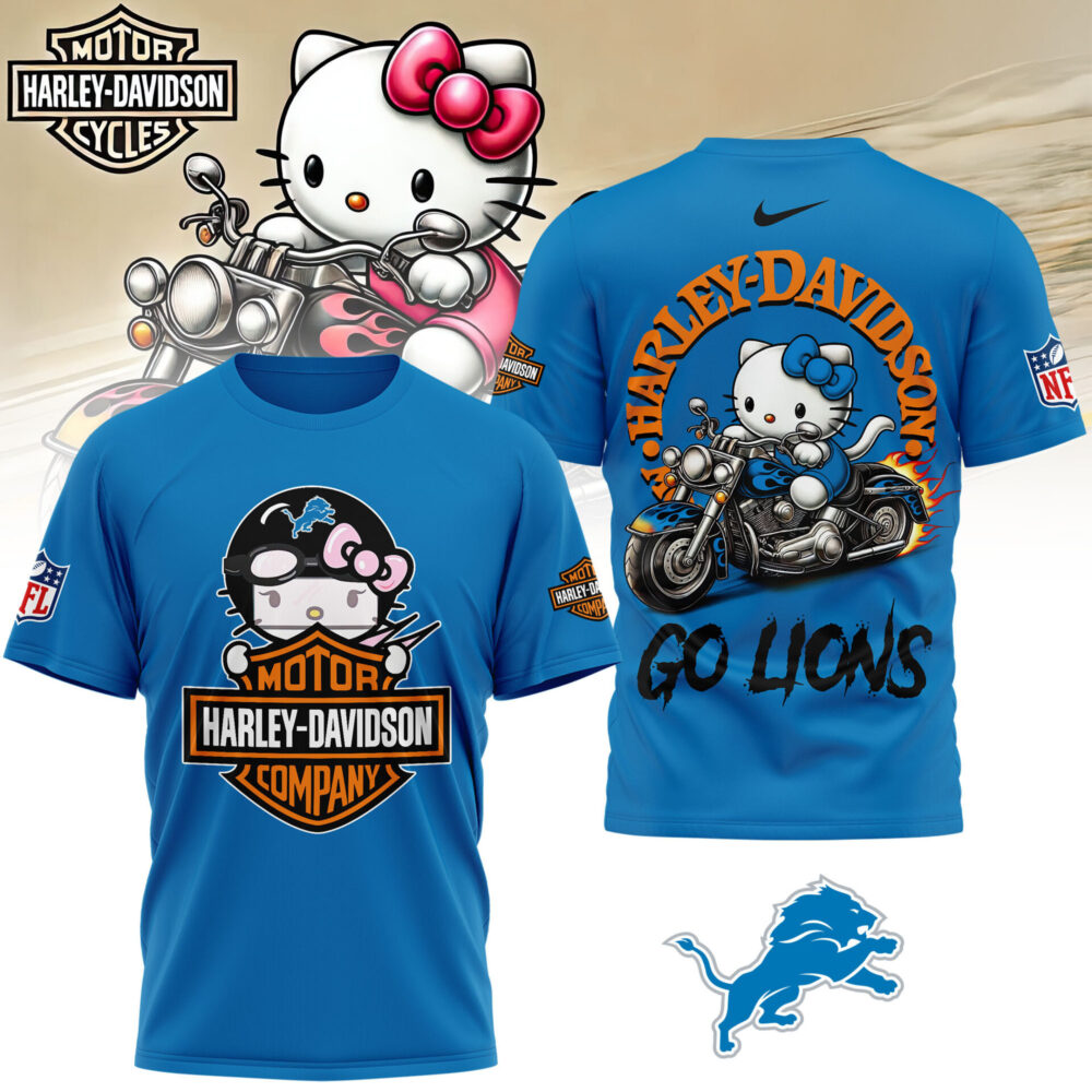 Detroit Lions | Premium NFL Hello Kitty Harley Davidson 3D Shirt NY