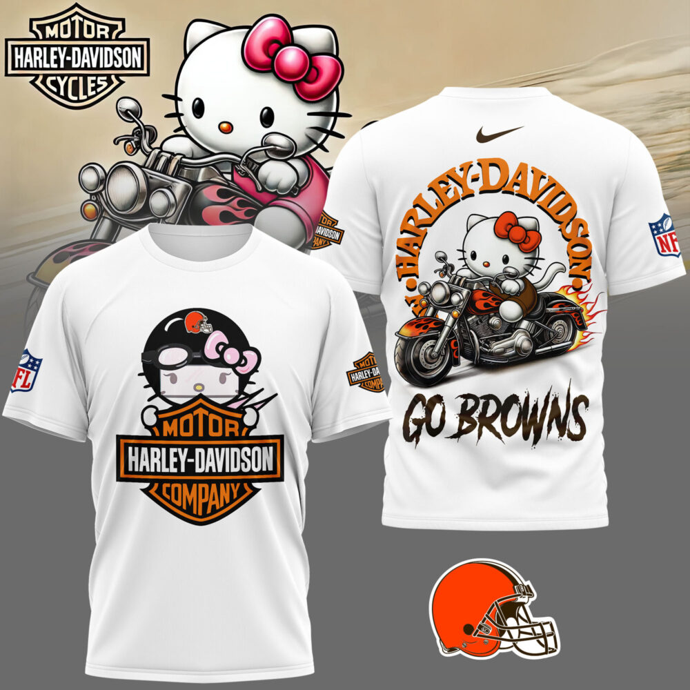 Cleveland Browns | Premium NFL Hello Kitty Harley Davidson 3D Shirt NY