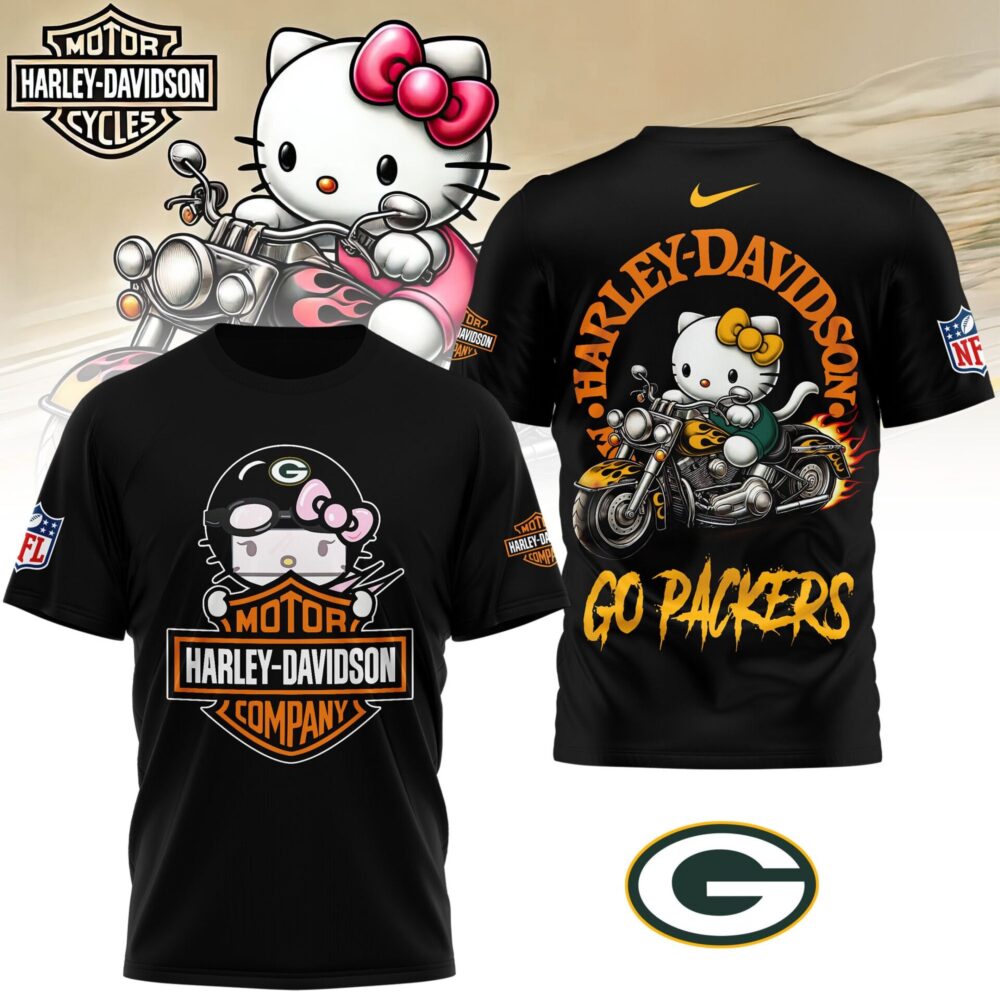Green Bay Packers | Premium NFL Hello Kitty Harley Davidson 3D Shirt NY