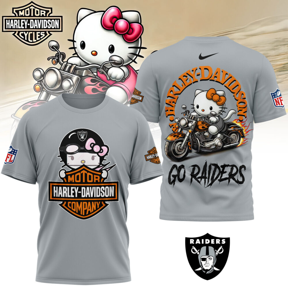 Las Vegas Raiders | Premium NFL Hello Kitty Harley Davidson 3D Shirt NY