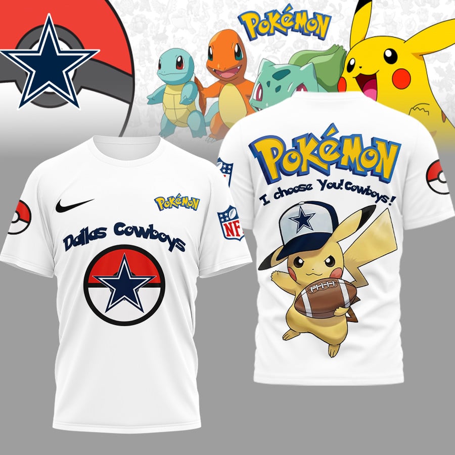 Dallas Cowboys | Premium NFL I Choose You Pikachu 3D Shirt