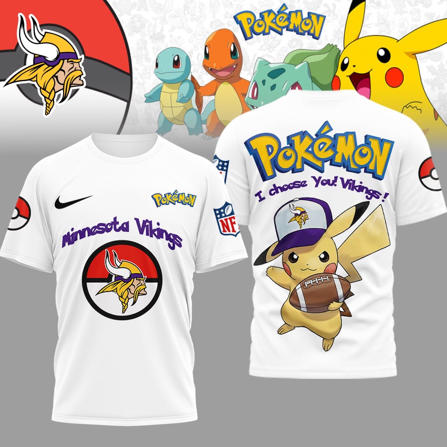Minnesota Vikings | Premium NFL I Choose You Pikachu 3D Shirt