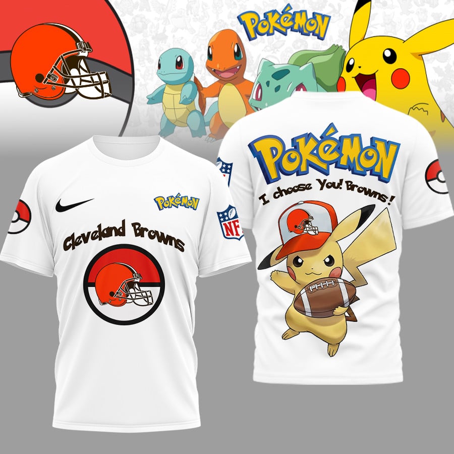 Cleveland Browns | Premium NFL I Choose You Pikachu 3D Shirt