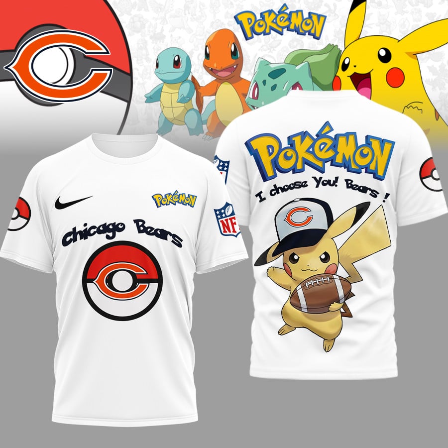 Chicago Bears | Premium NFL I Choose You Pikachu 3D Shirt