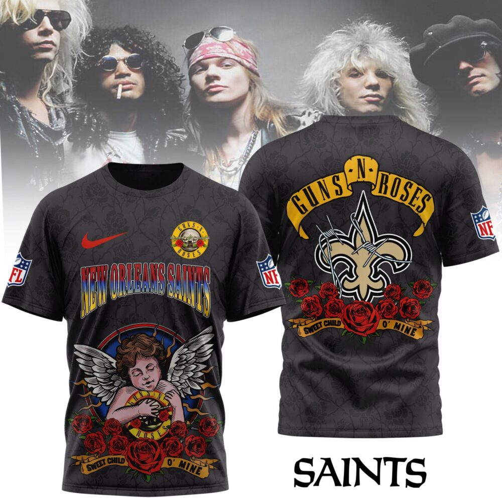 New Orleans Saints | Premium NFL Guns N Roses 3D Shirt MM - 4XL