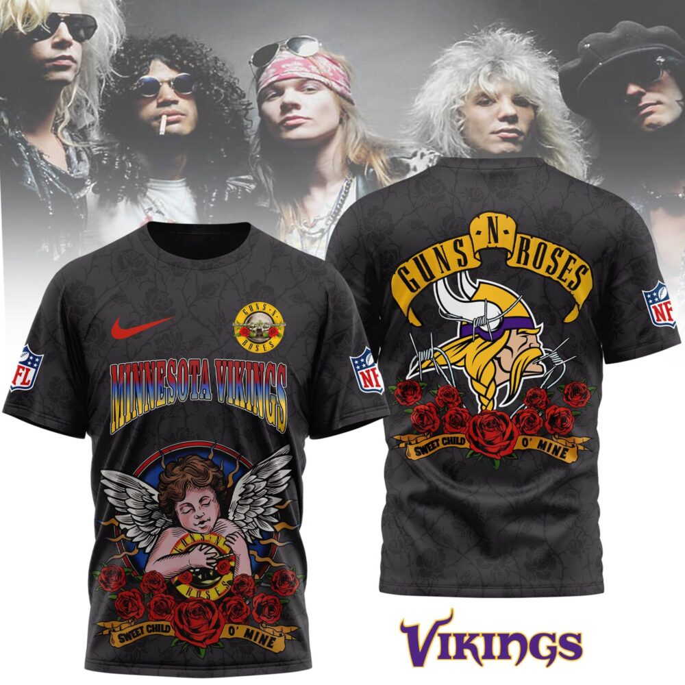Minnesota Vikings | Premium NFL Guns N Roses 3D Shirt MM
