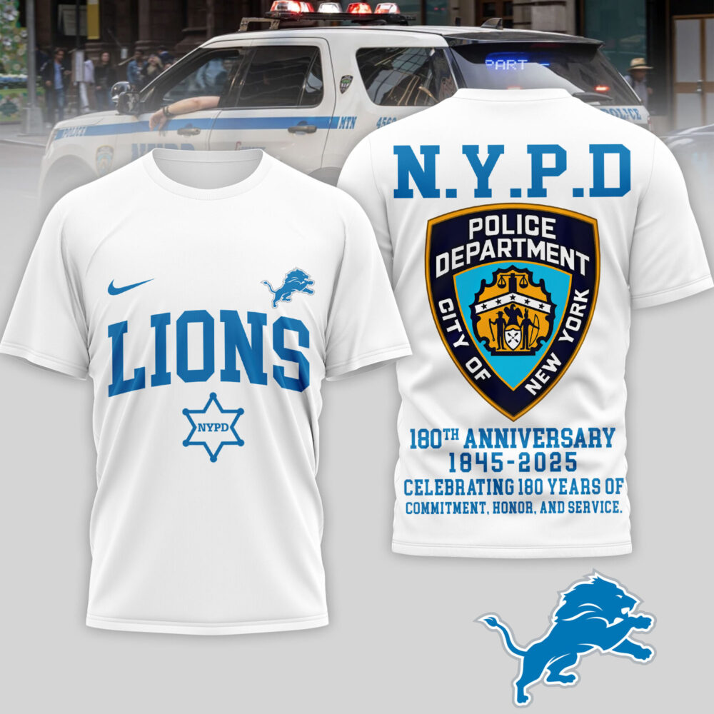 Detroit Lions | Premium NFL N.Y.P.D 180th Anniversary 3D Shirt TD