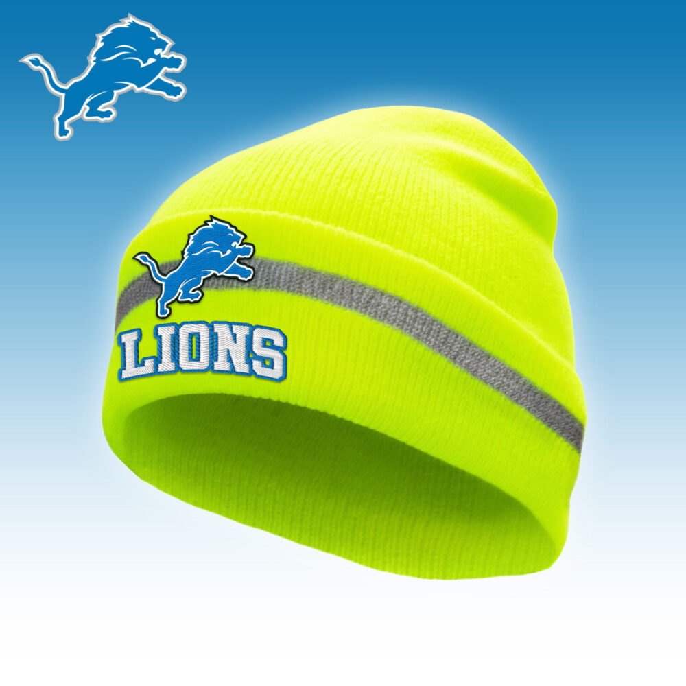 Detroit Lions | Premium NFL Hi-Vis Safety Beanie Hat TD