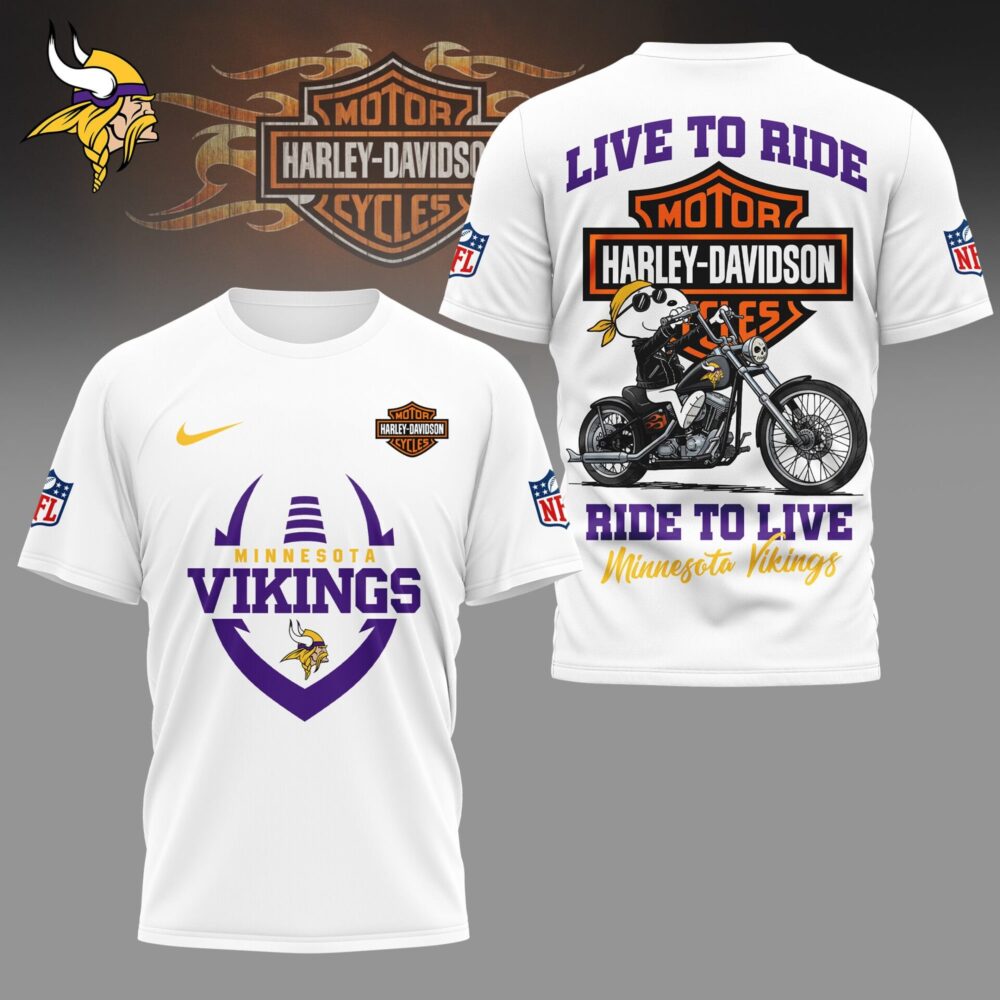 Minnesota Vikings | Premium NFL Snoopy Harley Davidson 3D Shirt NY