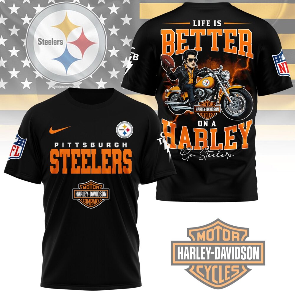 Pittsburgh Steelers | Premium NFL Elvis Presley Harley Davidson 3D Shirt NY