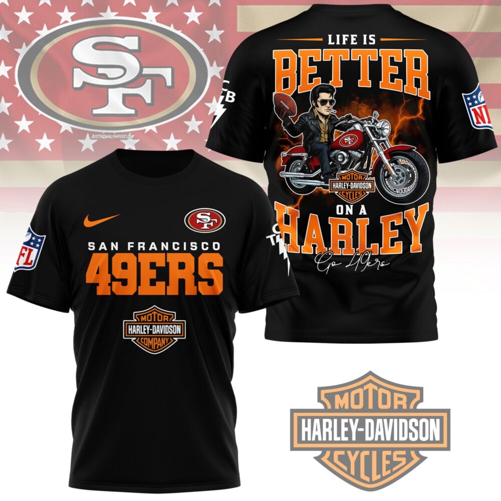 San Francisco 49ers | Premium NFL Elvis Presley Harley Davidson 3D Shirt NY