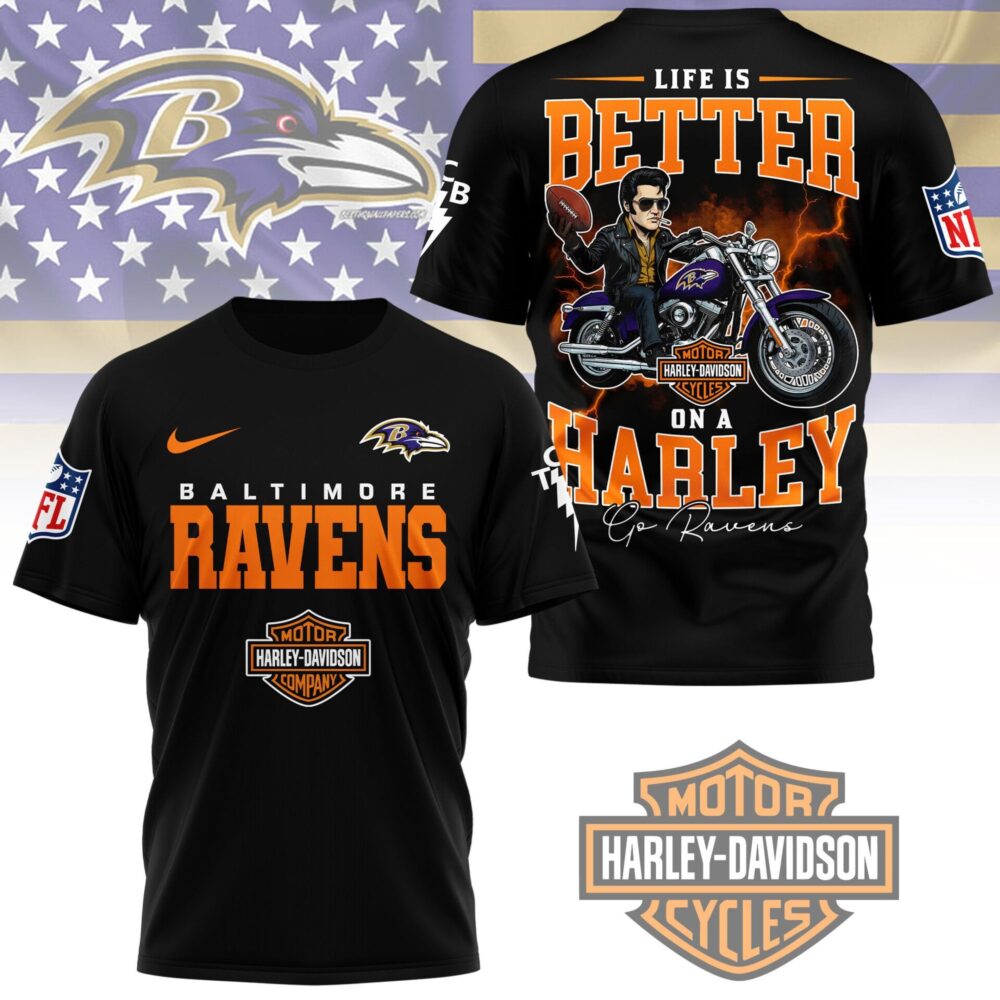 Baltimore Ravens | Premium NFL Elvis Presley Harley Davidson 3D Shirt NY