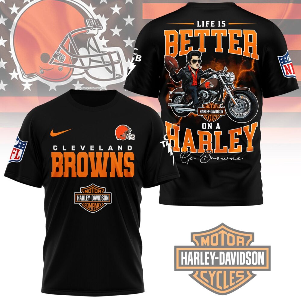 Cleveland Browns | Premium NFL Elvis Presley Harley Davidson 3D Shirt NY