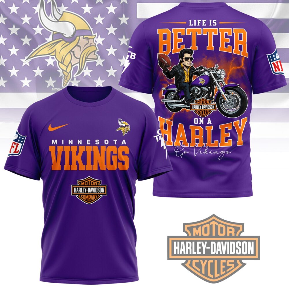 Minnesota Vikings | Premium NFL Elvis Presley Harley Davidson 3D Shirt NY