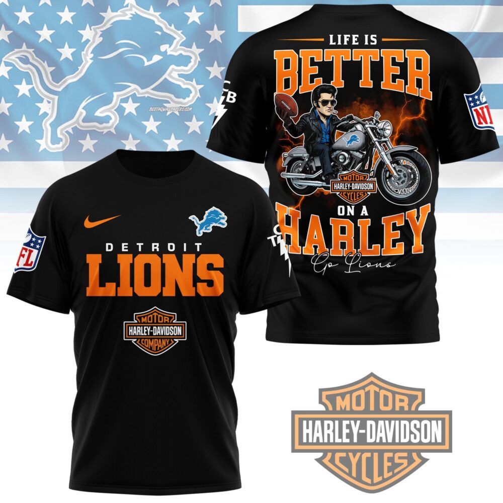 Detroit Lions | Premium NFL Elvis Presley Harley Davidson 3D Shirt NY