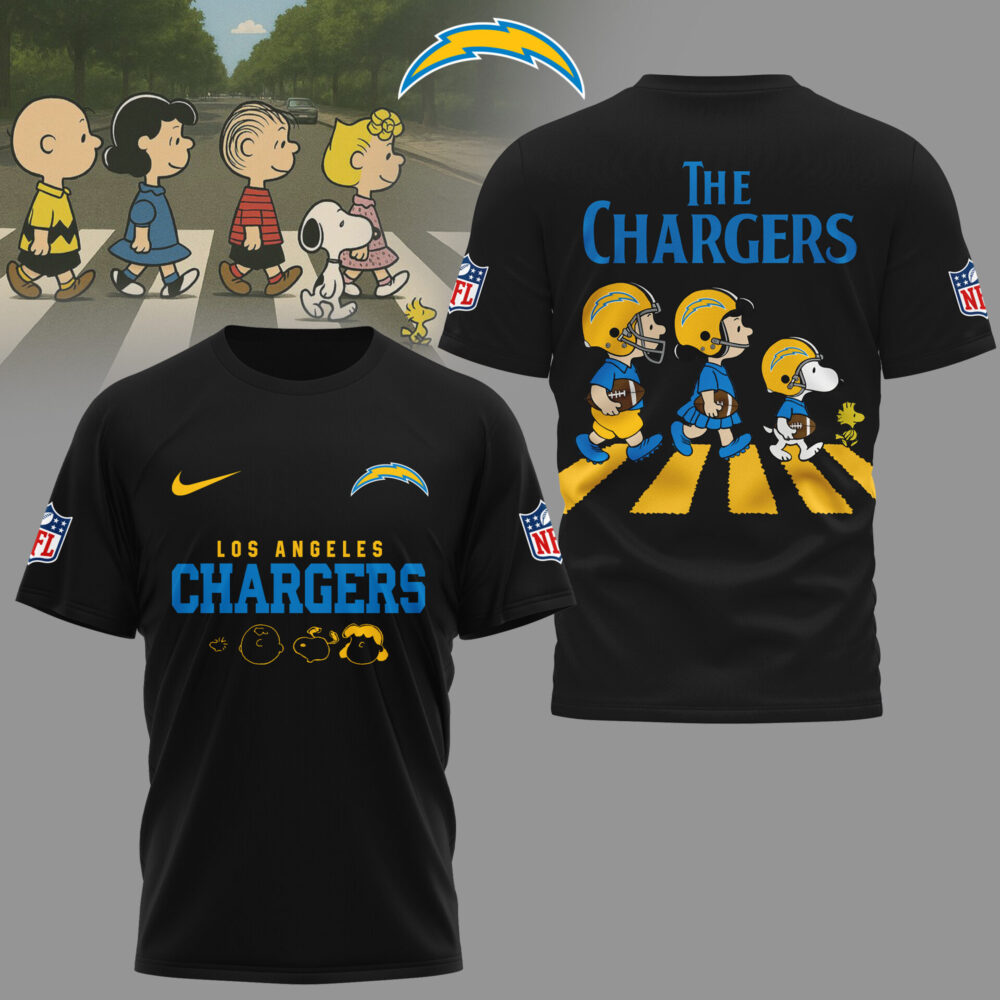 Los Angeles Chargers | Premium NFL Snoopy Abbey Road 3D Shirt - Black