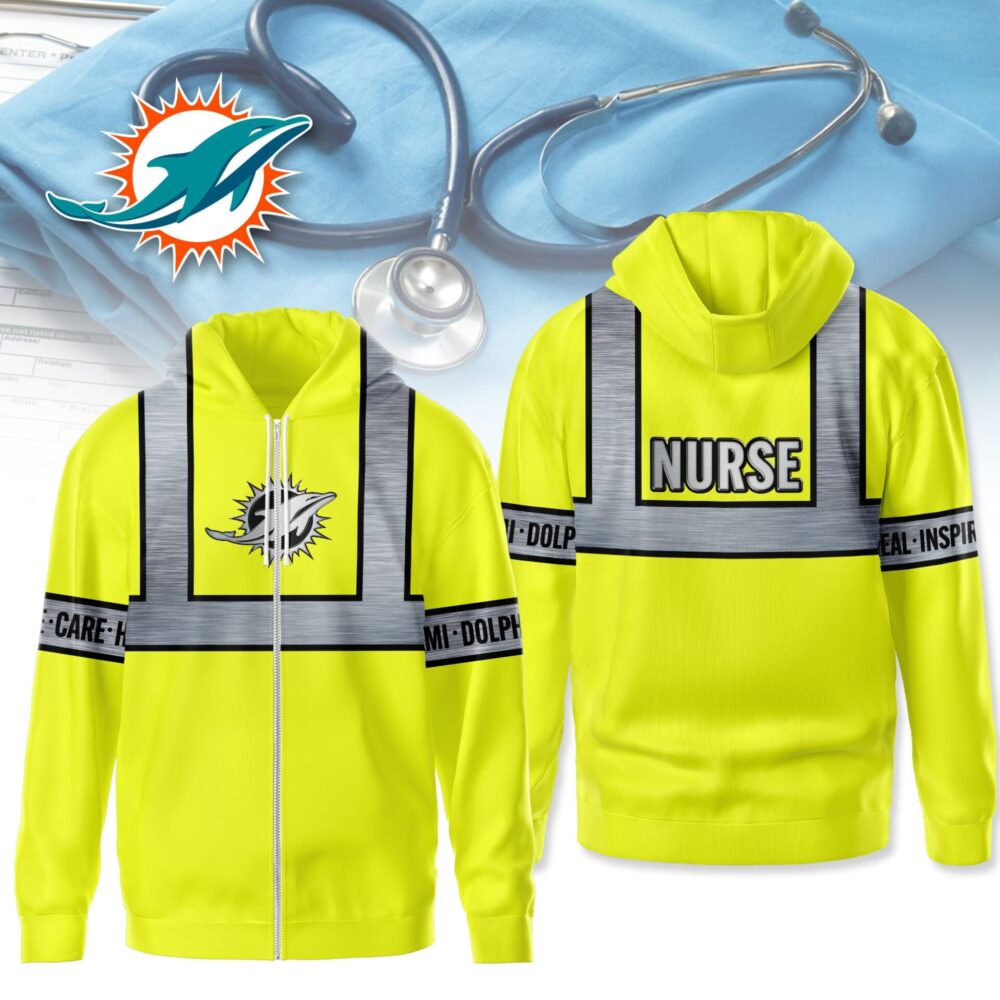 Miami Dolphins | Premium NFL Nurse Safrty Hi Vis Hoodie NY