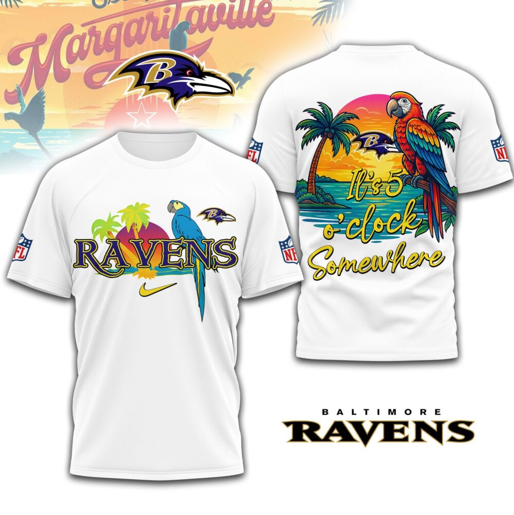 Baltimore Ravens | Premium NFL Its 5 Oclock Somewhere 3D Shirt