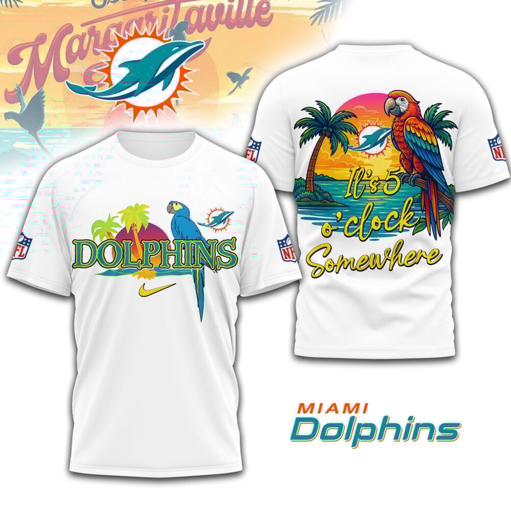 Miami Dolphins | Premium NFL Its 5 Oclock Somewhere 3D Shirt