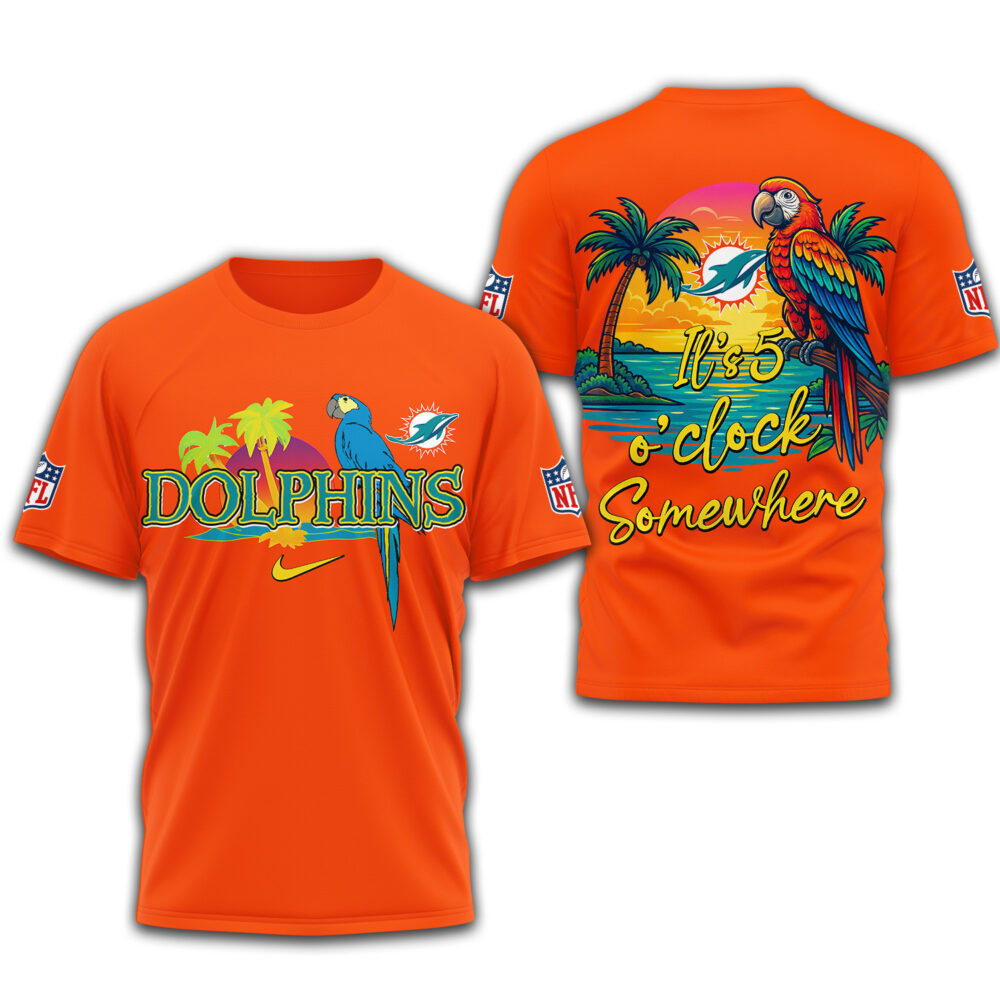 Miami Dolphins | Premium NFL Its 5 Oclock Somewhere 3D Shirt